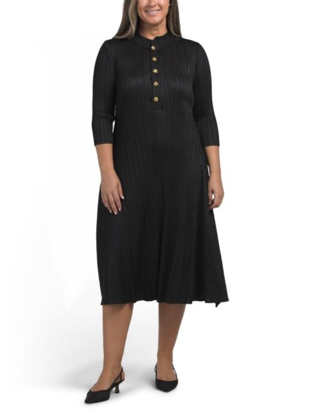 NANCY YANG Long Sleeve Button Down Dress